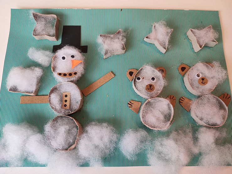 snežak, medvedi, polarni medved, 3d slika za otroke, otroška slika, ustvarjanje za otroke, otroško ustvarjanje, zimsko ustvarjanje, diy zima, zima, zimska slika, diy christmas, kids activities, diy toddler winter activities, snowman, polar bear, snowflakes, sneg, snow, winter