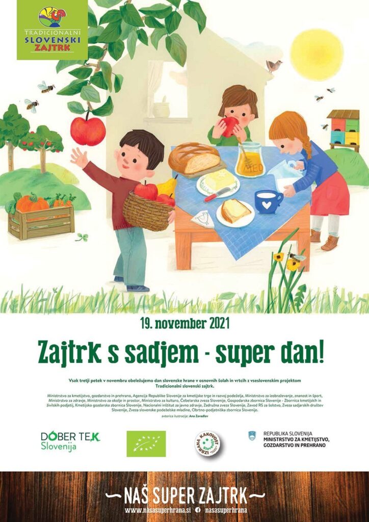 dan slovenske hrane, tradicionalni zajtrk, tradicionalni slovenski zajtrk, slovenski zajtrk, tradicionalni slovenski zajtrk v vrtcu, slovenski med, čebelarska zveza slovenije, TSZ, Super zajtrk, kruh za zajtrk, kmetijska zadruga, alenka gošnik godec, kruh, ribič pepe, risanka, zajtrk s sadjem, zajtrk z mlekom, zajtrk z medom