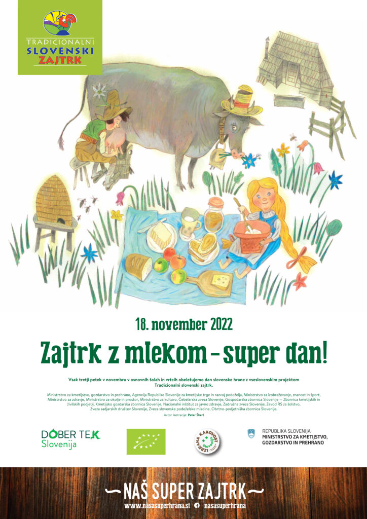 dan slovenske hrane, tradicionalni zajtrk, tradicionalni slovenski zajtrk, slovenski zajtrk, tradicionalni slovenski zajtrk v vrtcu, slovenski med, čebelarska zveza slovenije, TSZ, Super zajtrk, kruh za zajtrk, kmetijska zadruga, alenka gošnik godec, kruh, ribič pepe, risanka, zajtrk s sadjem, zajtrk z mlekom, zajtrk z medom